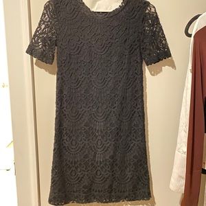 Short-Sleeve Black lace Mini Dress